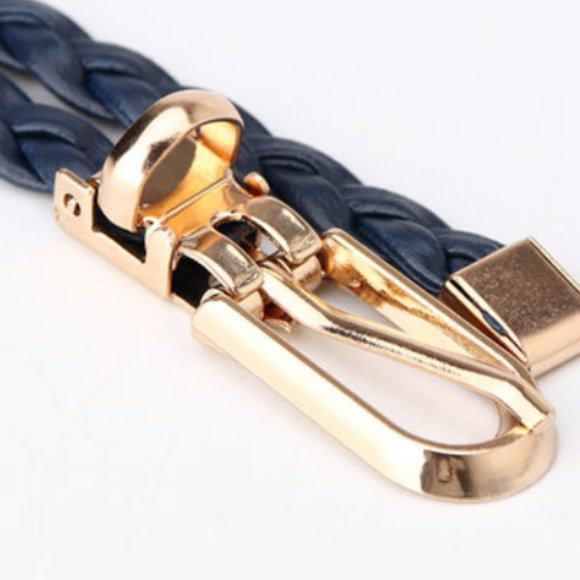 Vegan Leather Brown Thin Braided Belt - Picture 8 of 9